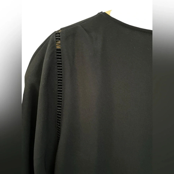 Talbots Size L Black Blouse Shirt With Lace Insets, Zip Side and‎ 3/4 Sleeves - Picture 3 of 8